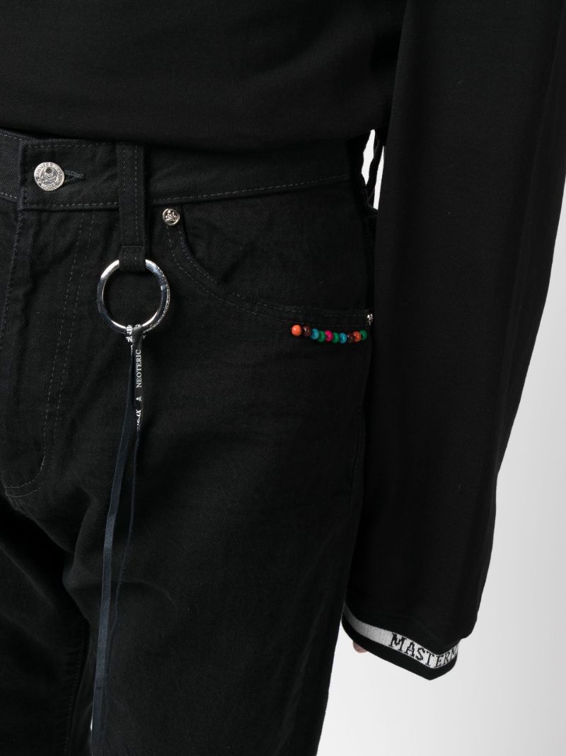 Black Embellished Straight-leg Jeans