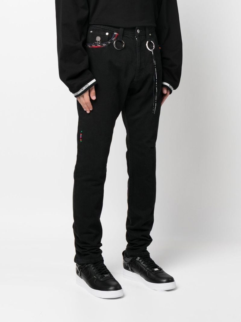 Black Embellished Straight-leg Jeans