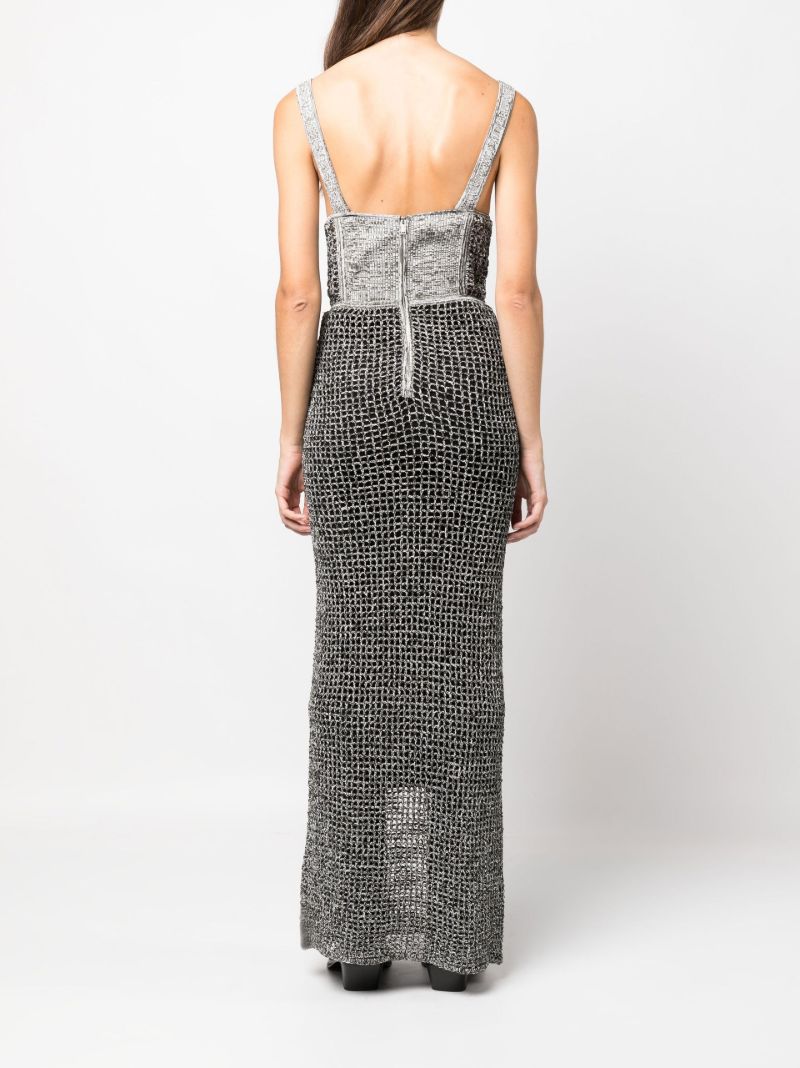 Black Boucle Knitted Corset Top Maxi Dress