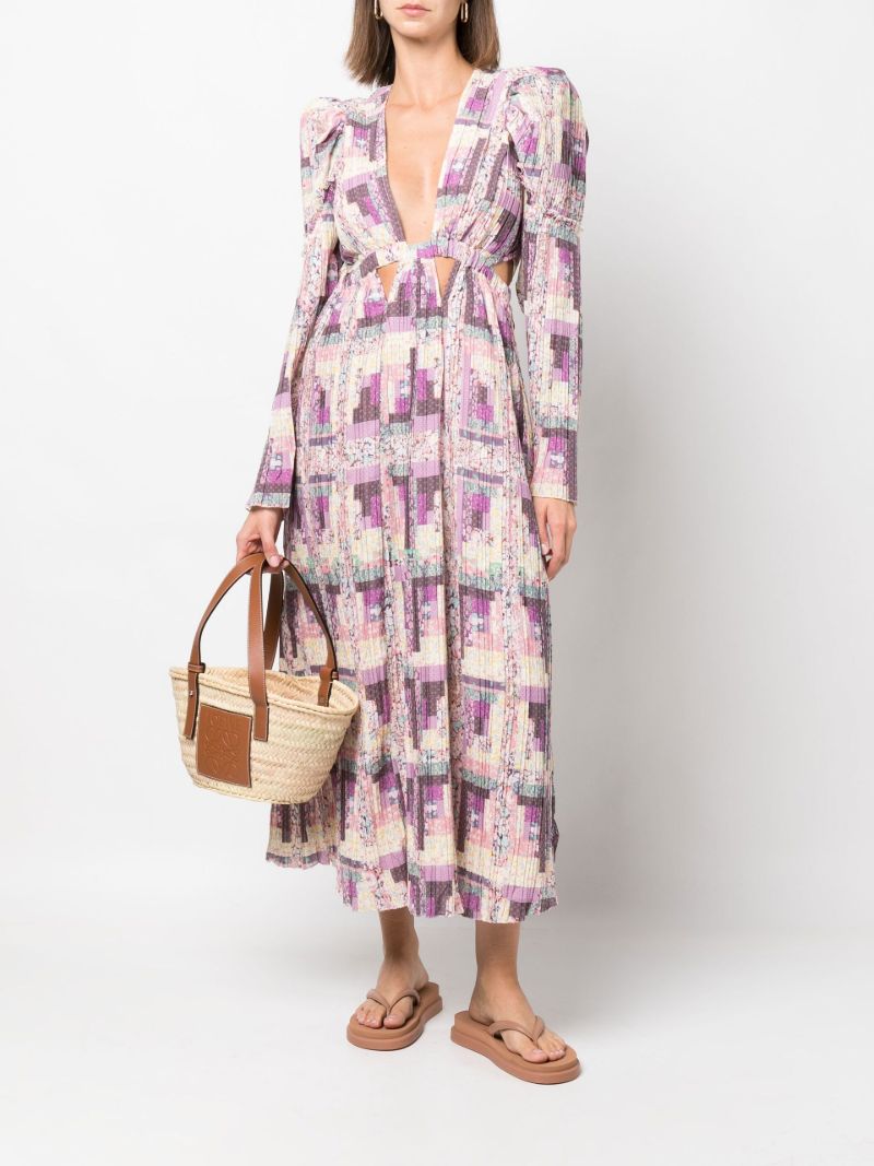 Blue Naya Patchwork Print Maxi Dress