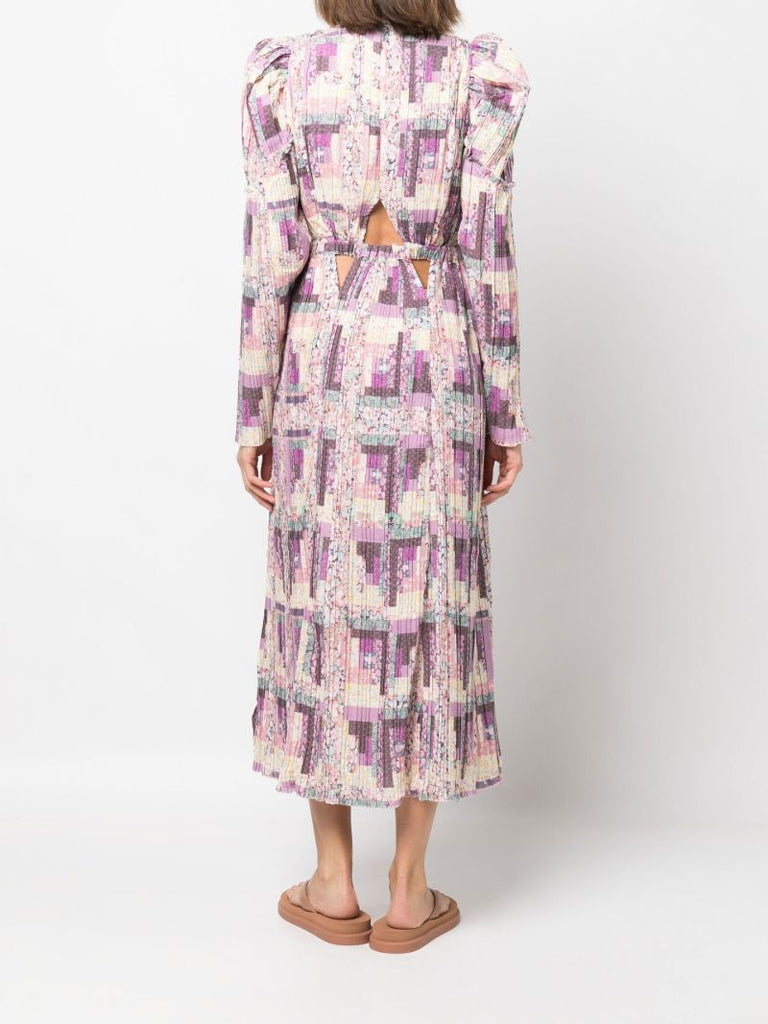 Blue Naya Patchwork Print Maxi Dress