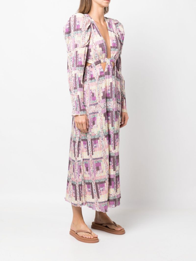 Blue Naya Patchwork Print Maxi Dress