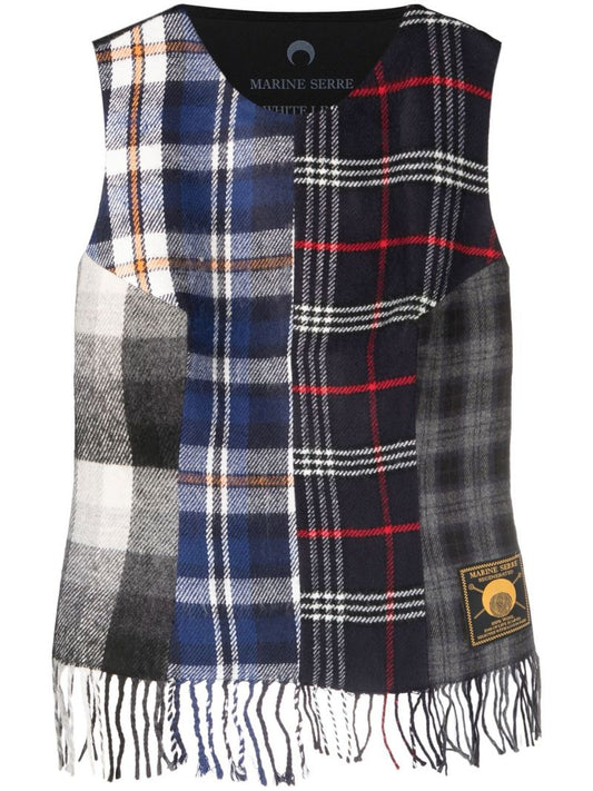 Blue Clashing Tartans Vest Top