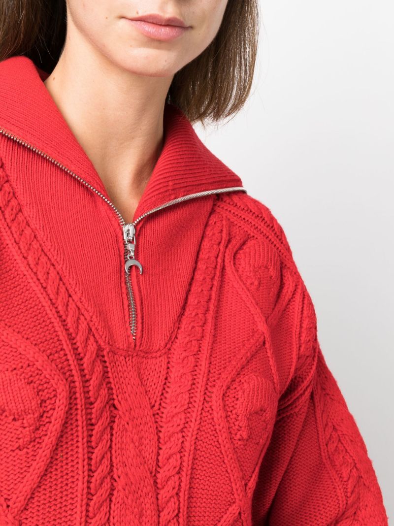 Red Cable Knit Wool Sweater