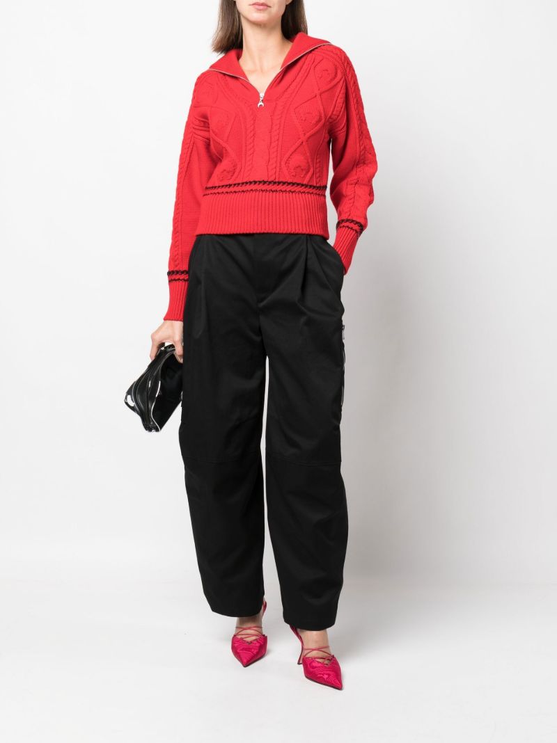 Red Cable Knit Wool Sweater
