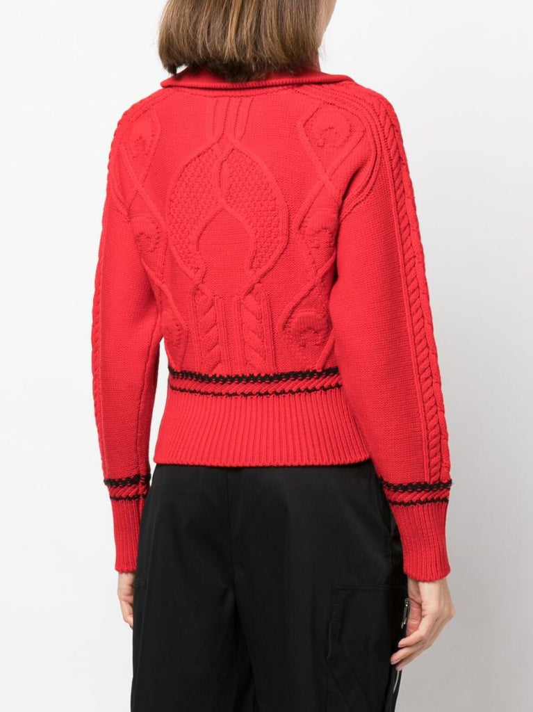 Red Cable Knit Wool Sweater