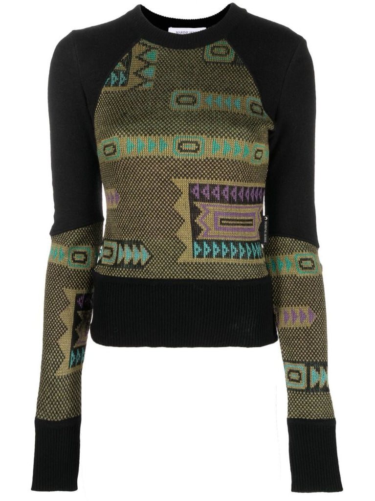 Black MÃ_x0083_Â©lange Hybrid Wool Sweater