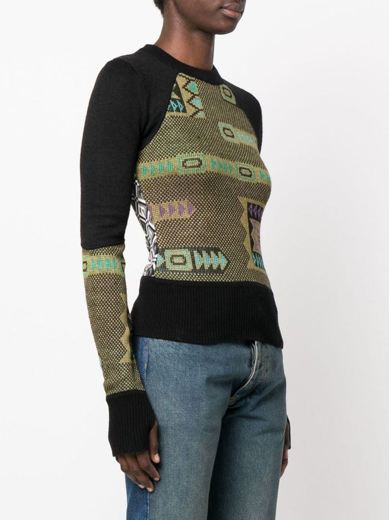 Black MÃ_x0083_Â©lange Hybrid Wool Sweater