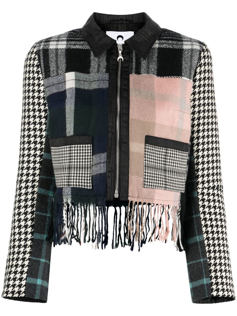 Black Clashing Tartans Cropped Jacket