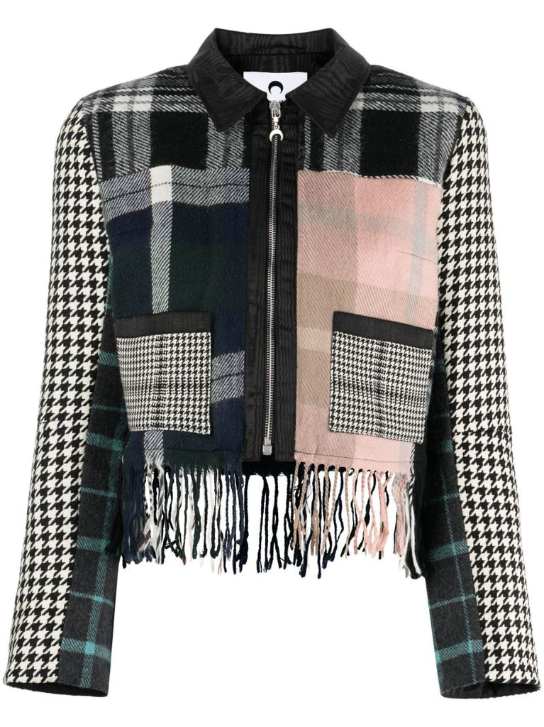 Black Clashing Tartans Cropped Jacket