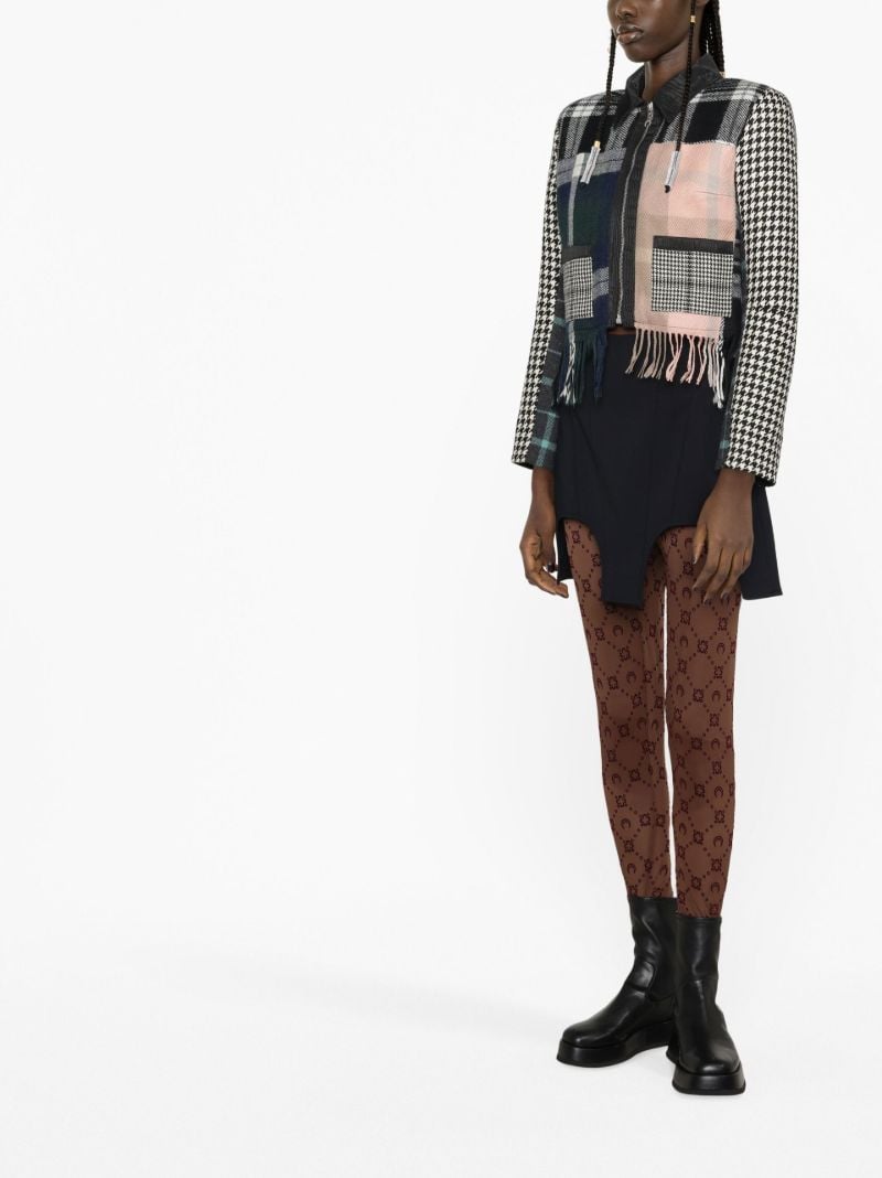 Black Clashing Tartans Cropped Jacket