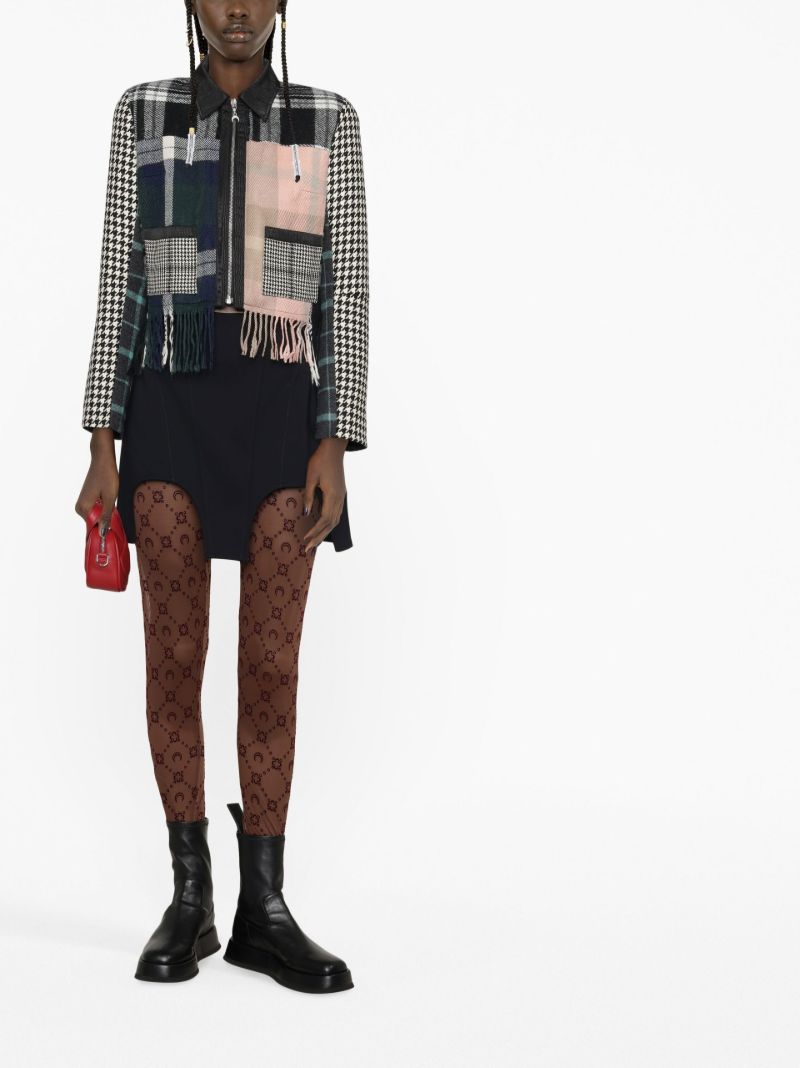 Black Clashing Tartans Cropped Jacket