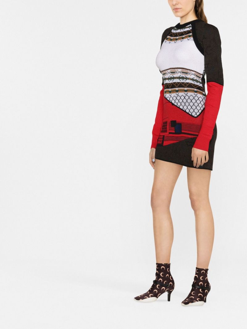 Brown Knit MÃ_x0083_Â©lange Hybrid Wool Mini Dress
