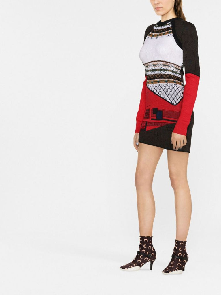 Brown Knit MÃ_x0083_Â©lange Hybrid Wool Mini Dress