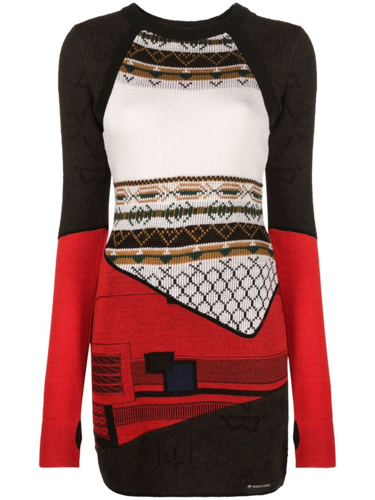 Brown Knit MÃ_x0083_Â©lange Hybrid Wool Mini Dress