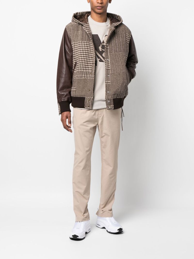 Brown Houndstooth Cashmere Bomber Jacket