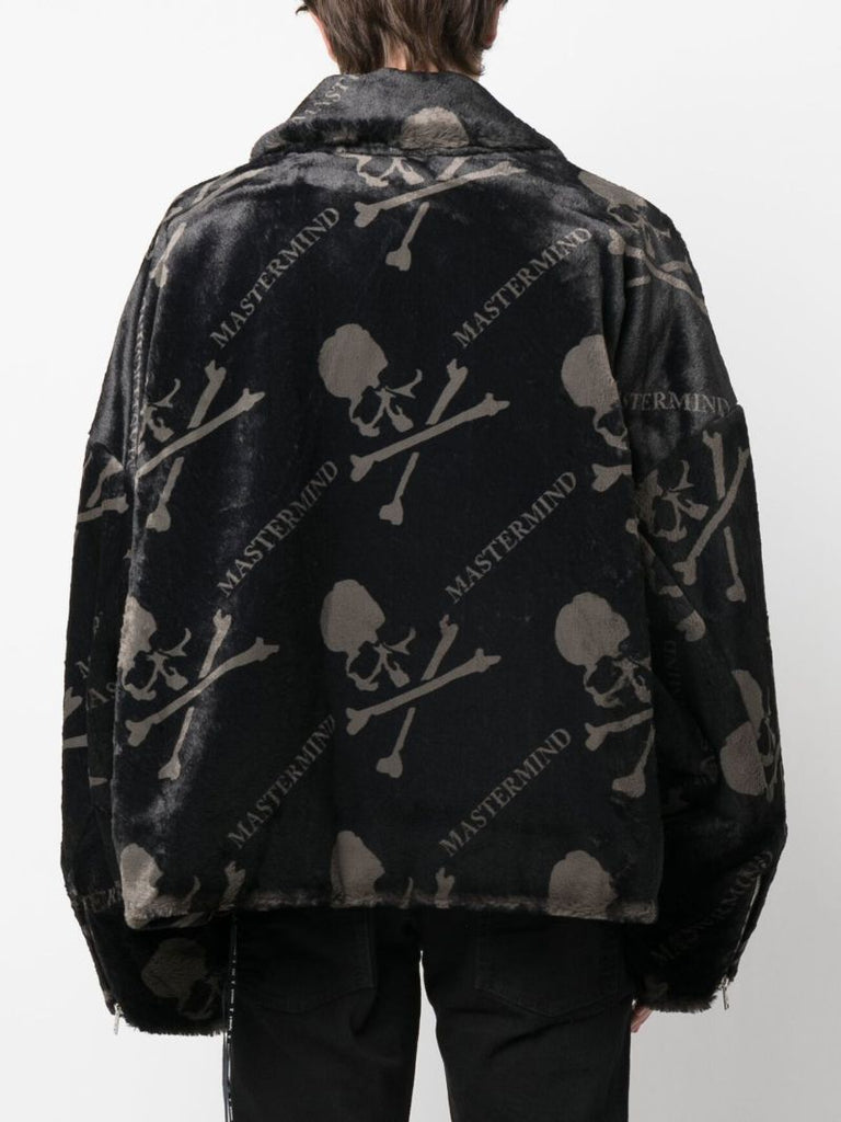 Black Skull Faux Fur Jacket