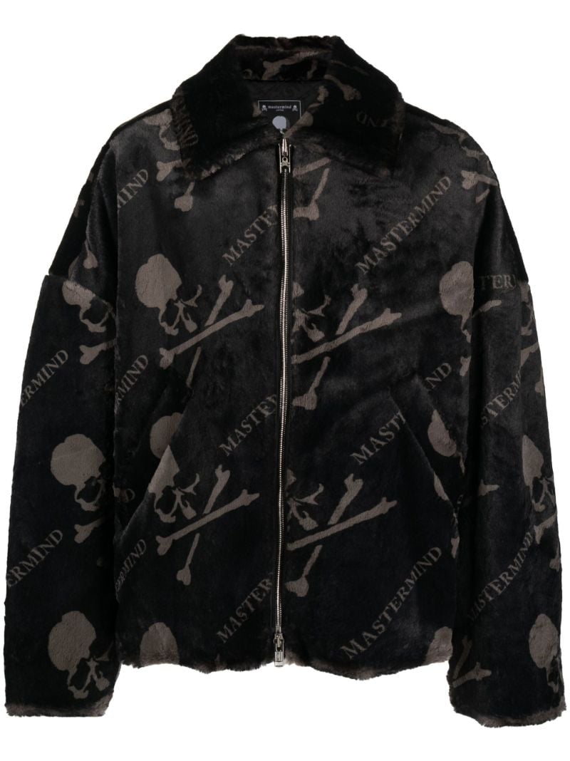 Black Skull Faux Fur Jacket