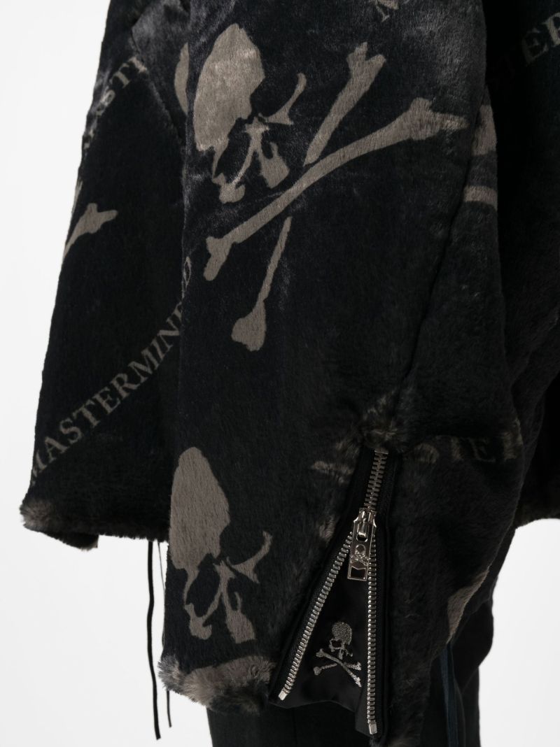 Black Skull Faux Fur Jacket