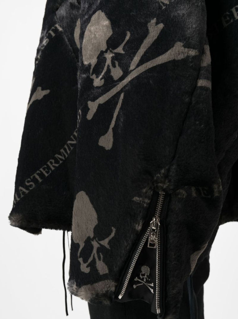 Black Skull Faux Fur Jacket