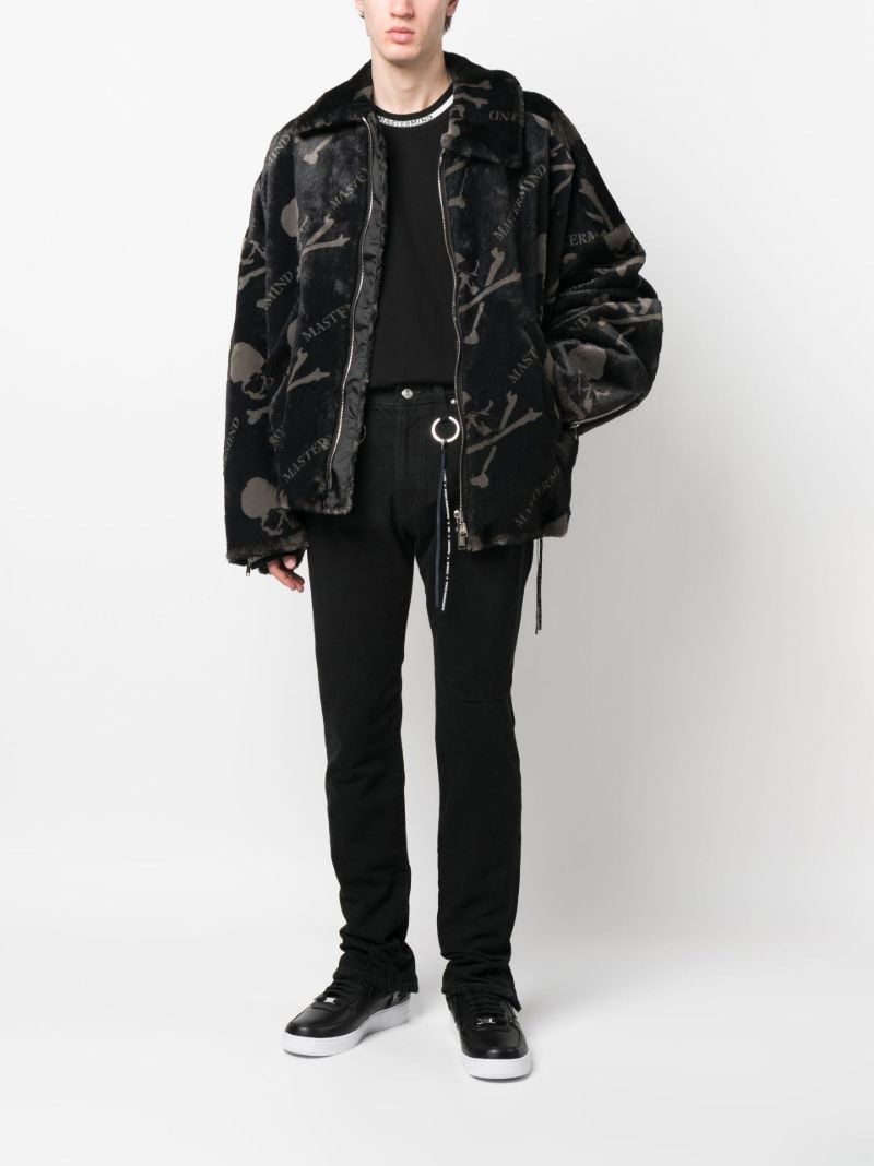 Black Skull Faux Fur Jacket