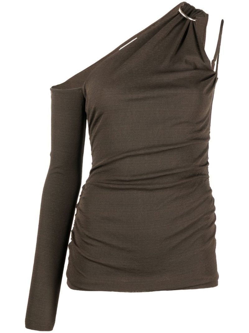 Green Draped One-sleeve Top