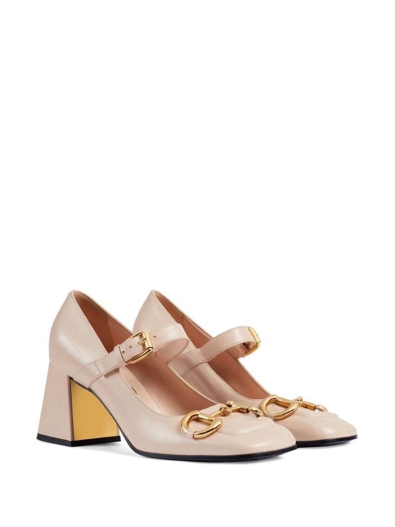 Pink Buckle Detail Leather Pumps