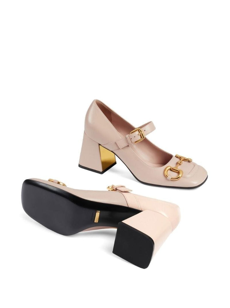 Pink Buckle Detail Leather Pumps