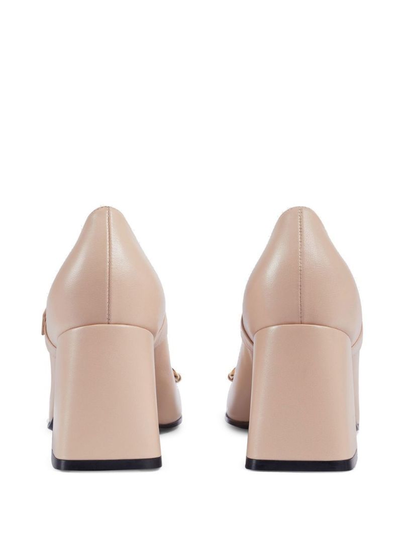 Pink Buckle Detail Leather Pumps
