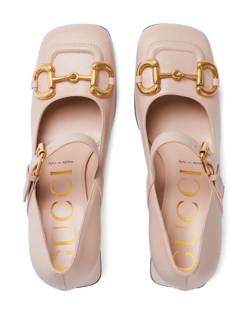 Pink Buckle Detail Leather Pumps