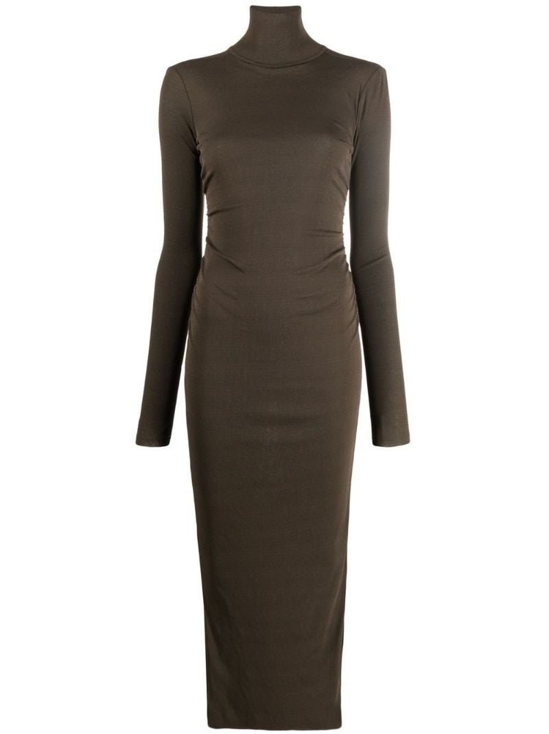 Green Roll-neck Midi Dress
