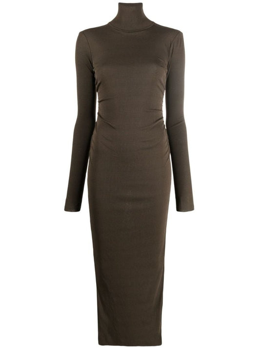 Green Roll-neck Midi Dress