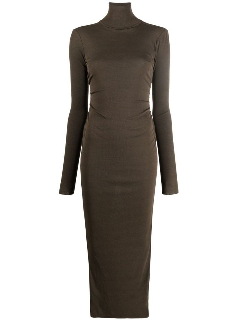 Green Roll-neck Midi Dress