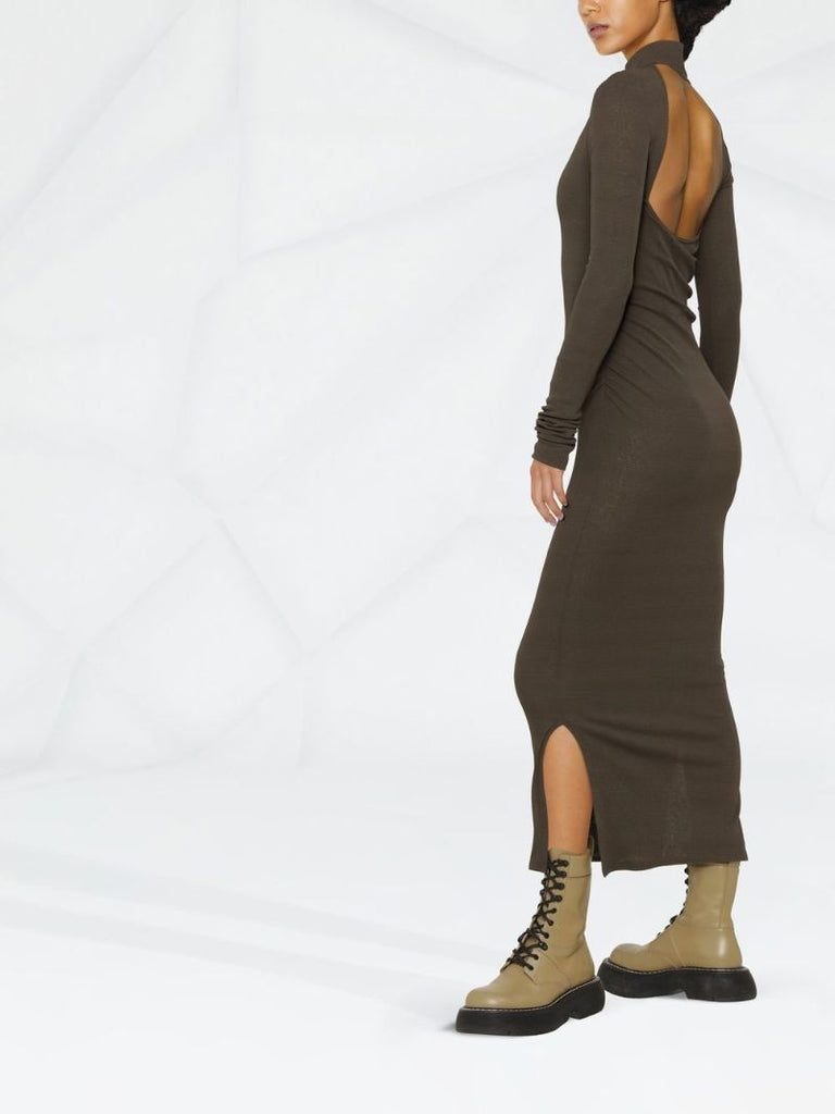 Green Roll-neck Midi Dress