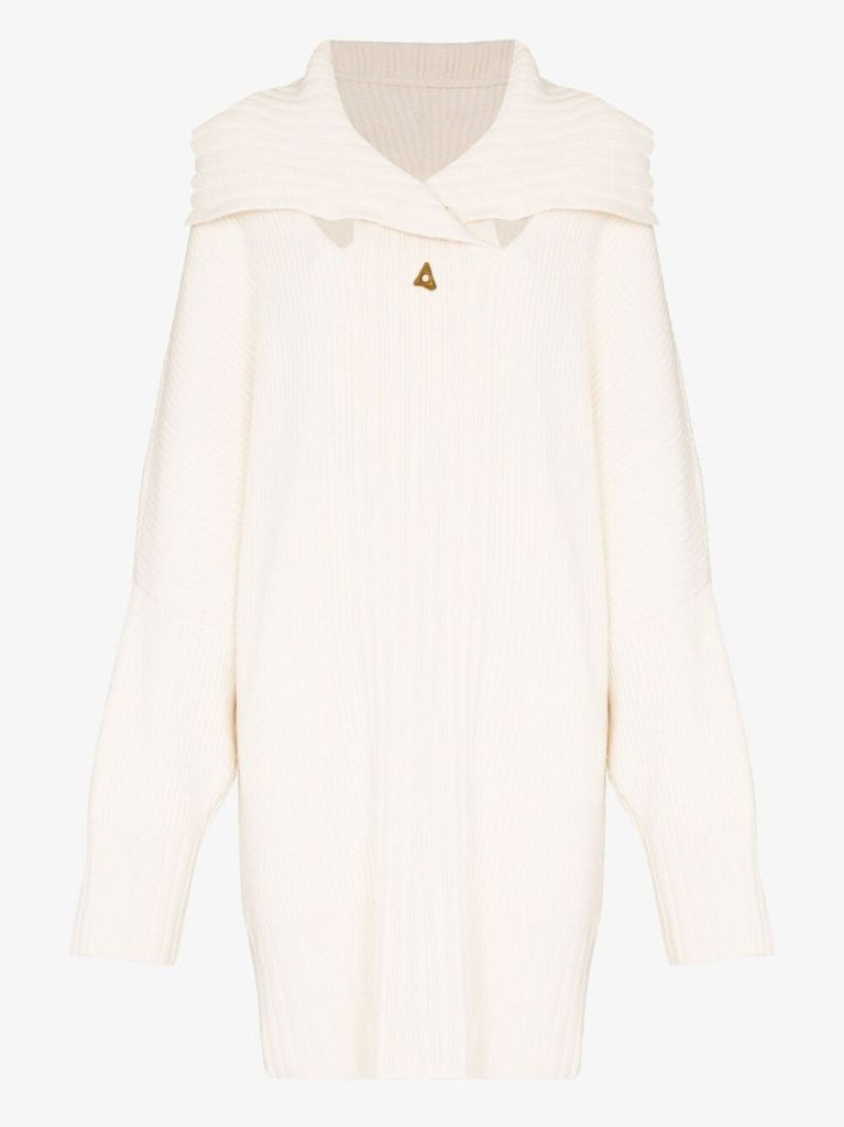 Neutral Rose Reversible Cutout Ribbed Knit Dress