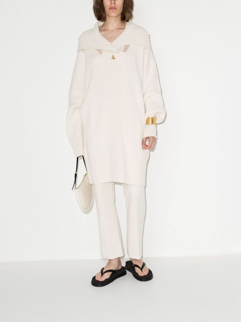 Neutral Rose Reversible Cutout Ribbed Knit Dress