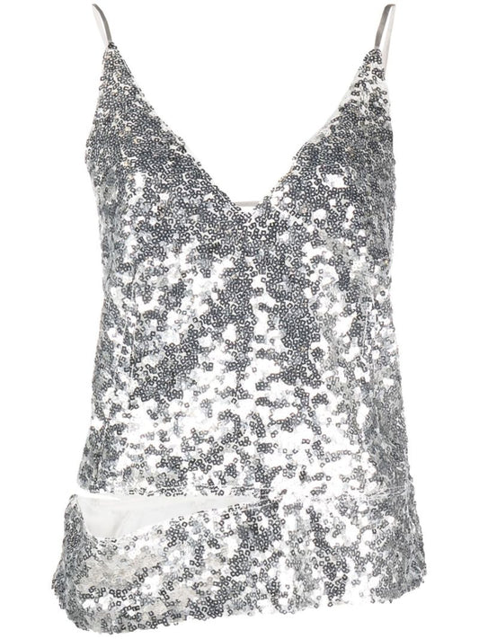 Silver Stella Sequin Cami Top