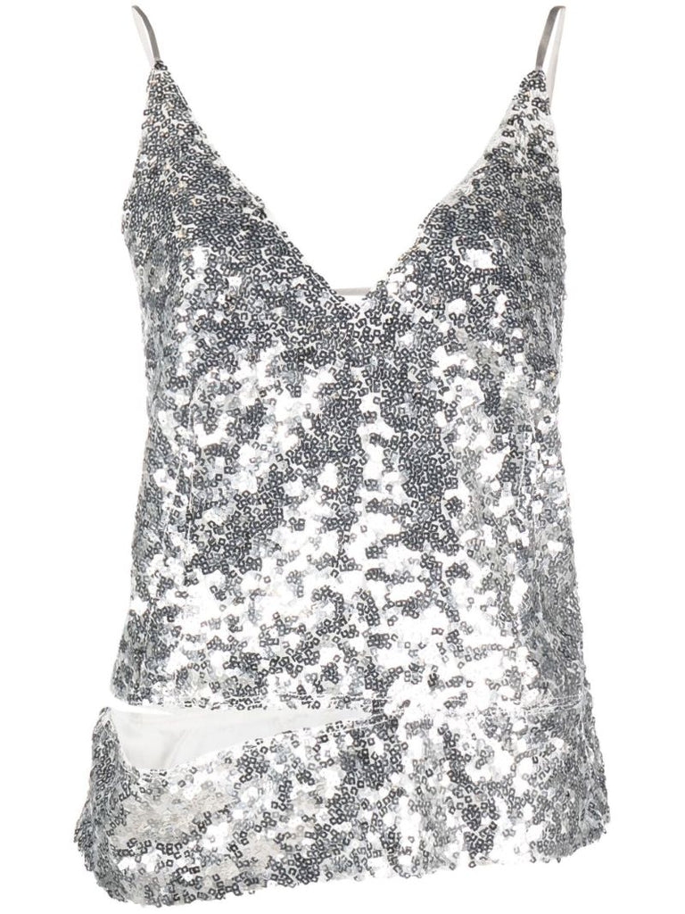 Silver Stella Sequin Cami Top