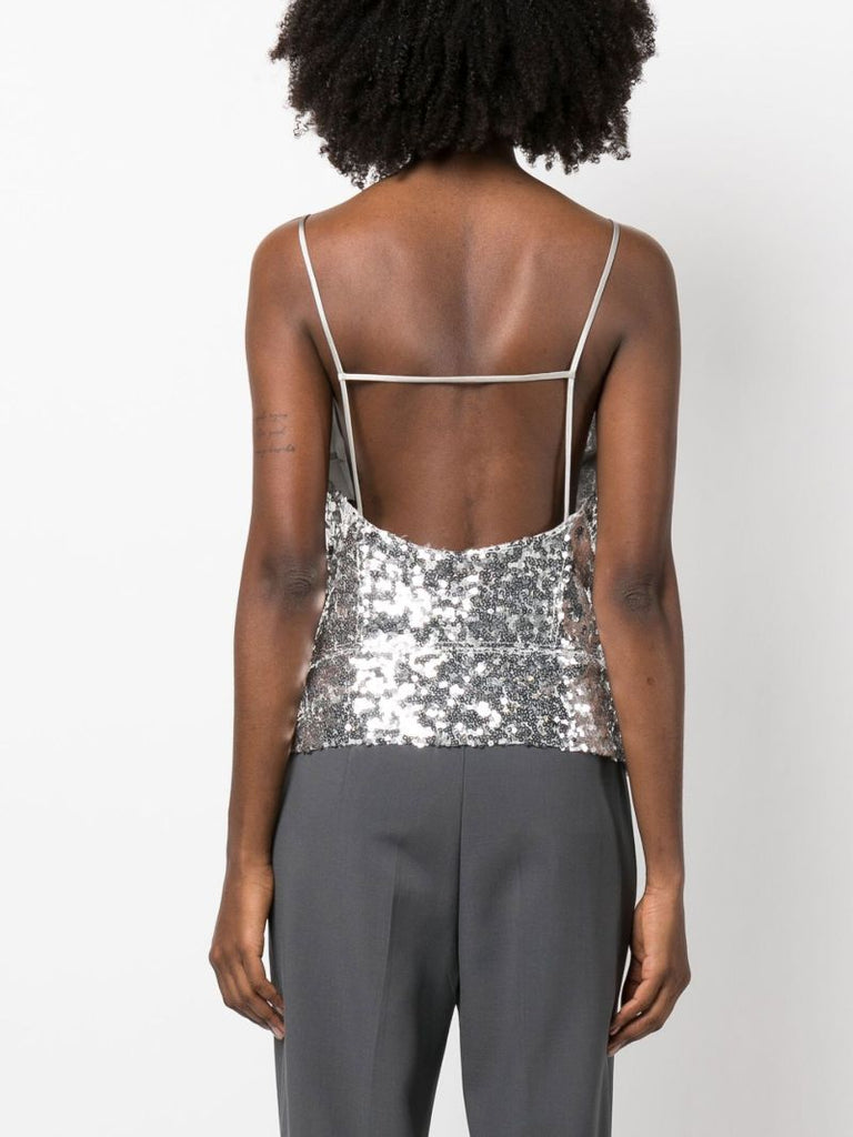 Silver Stella Sequin Cami Top