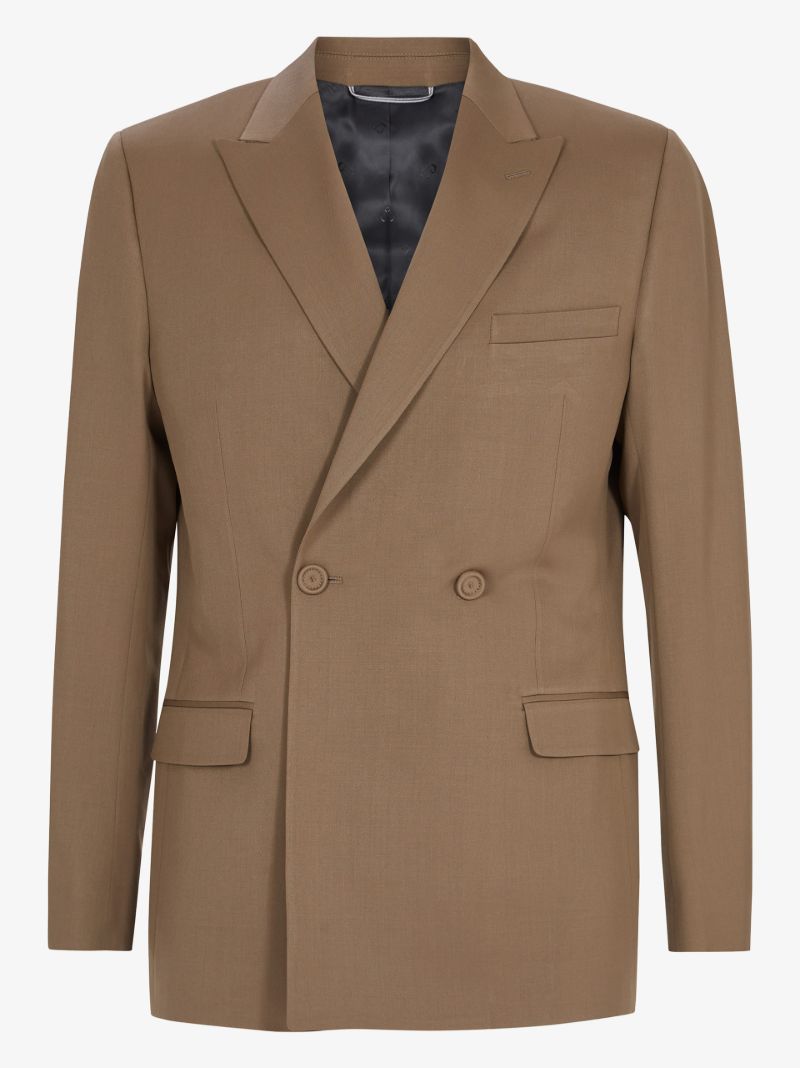 Brown Double-breated Wool Blazer