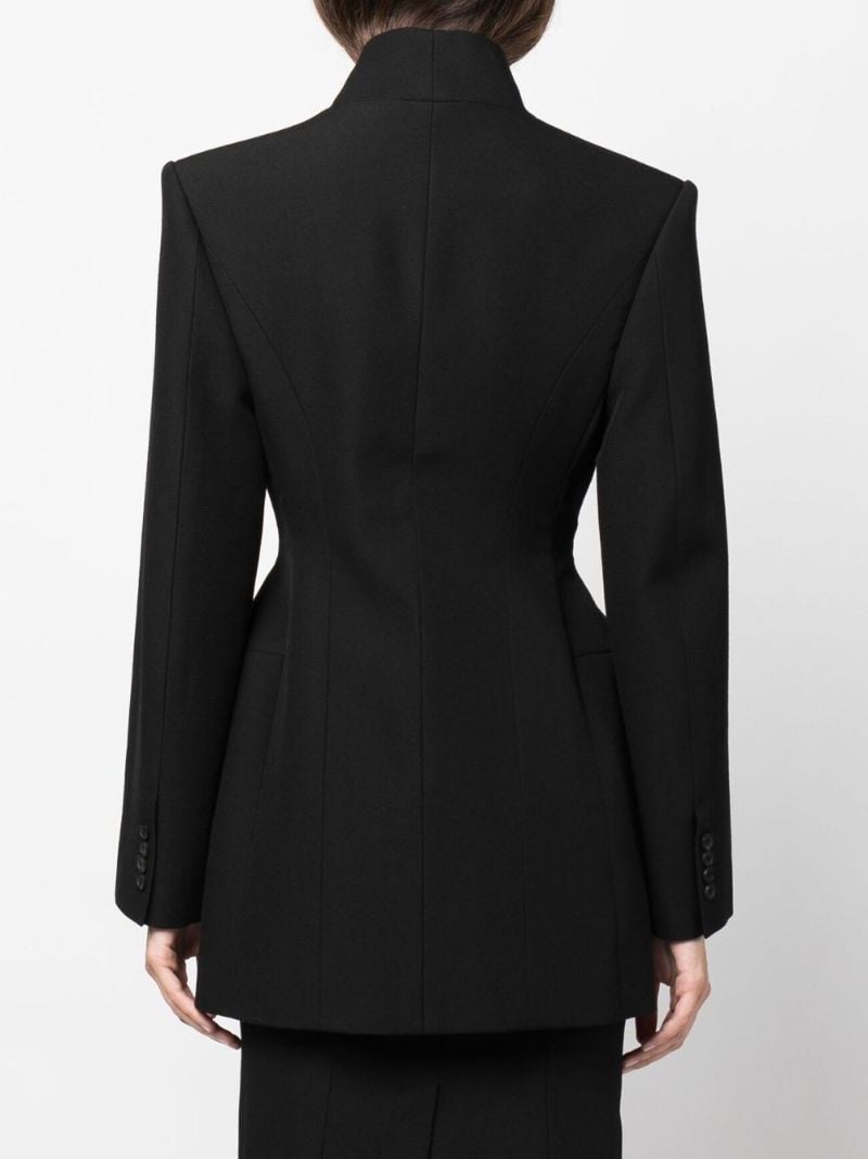 Black Minimal Hourglass Wool Blazer