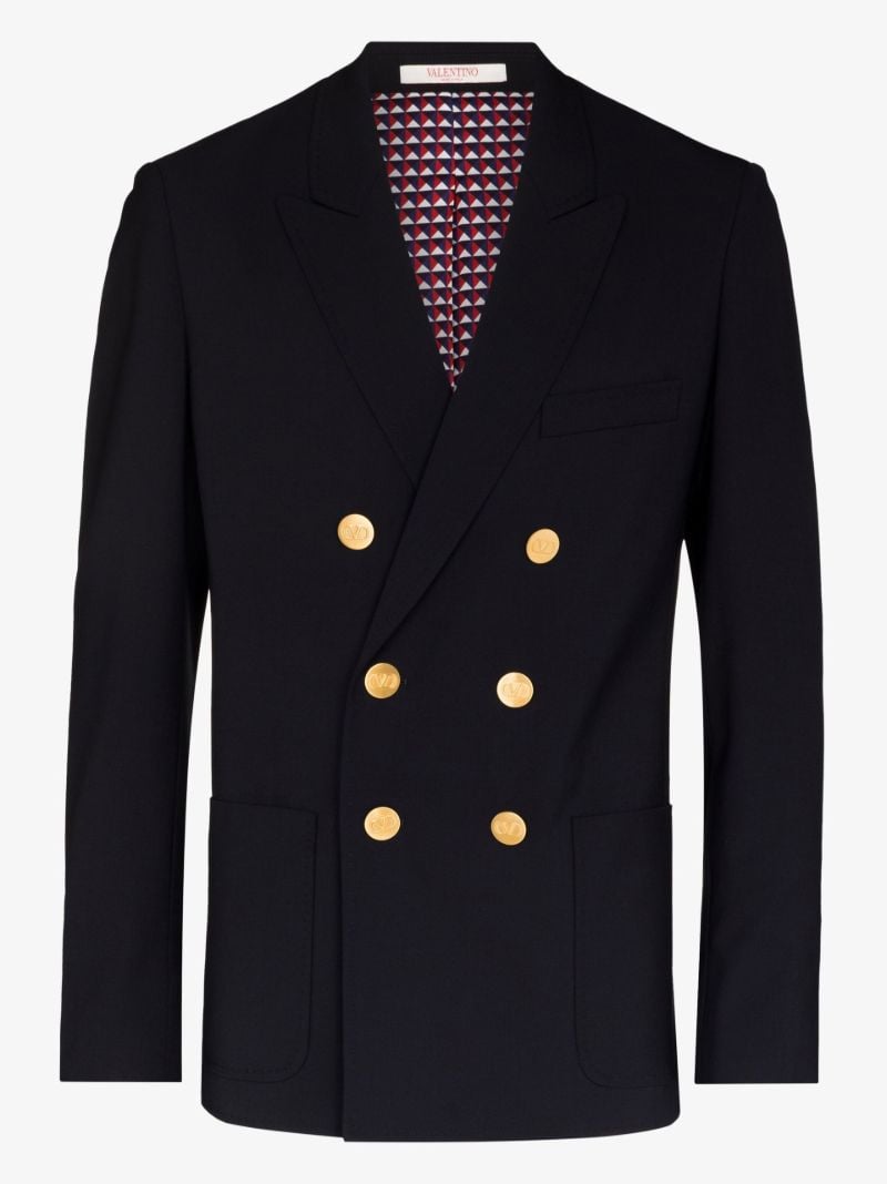 Blue Double-breasted Blazer