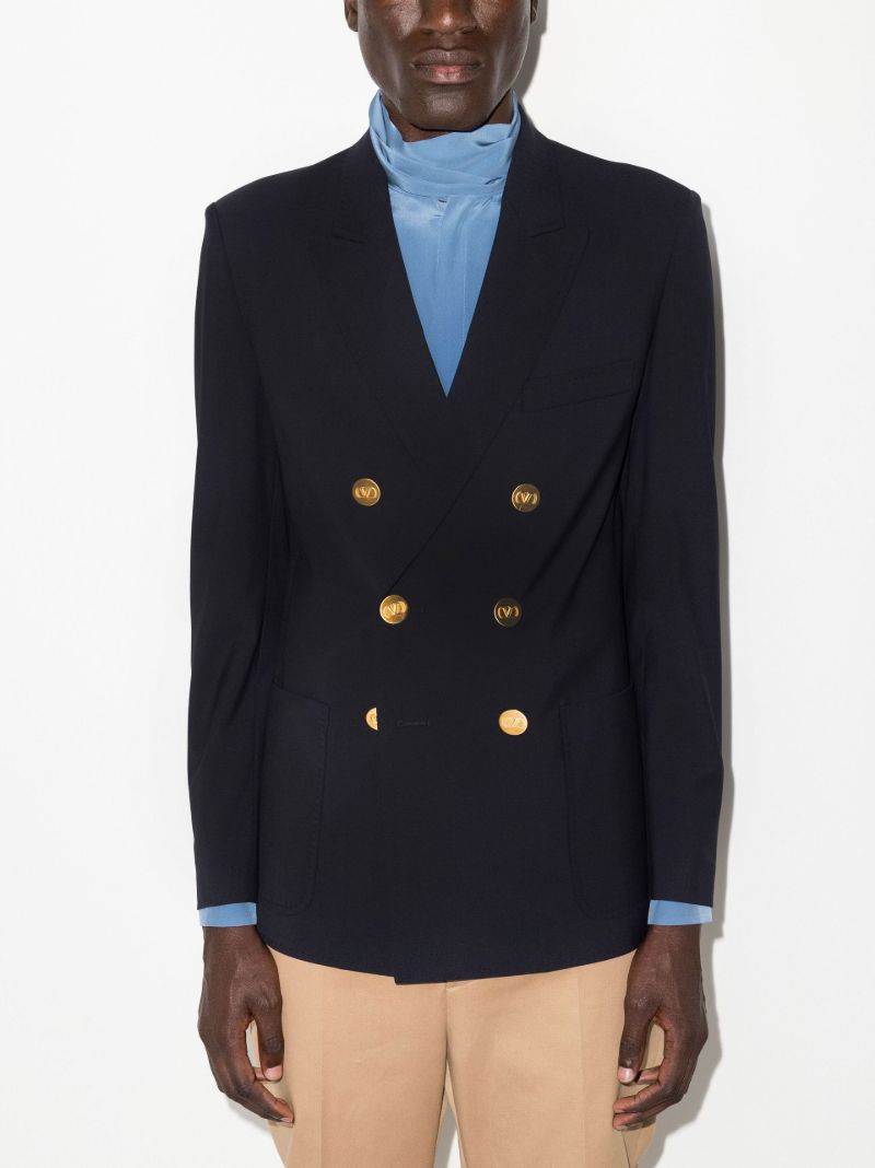 Blue Double-breasted Blazer