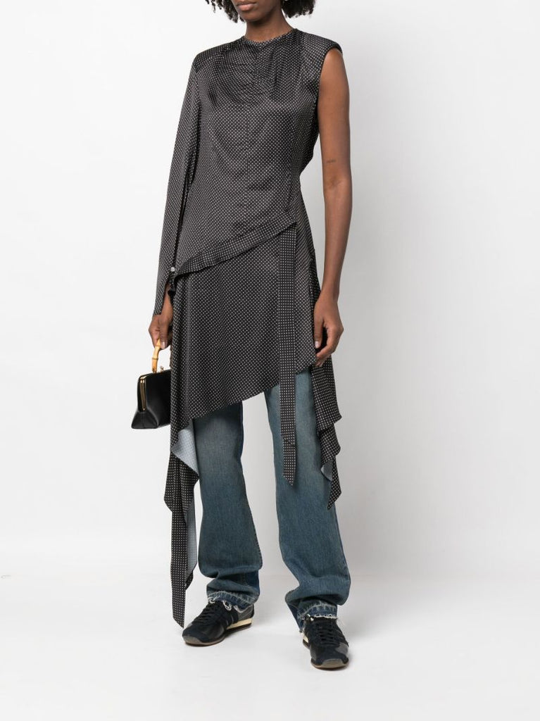 Black Lasso One-shoulder Polka Dot Dress