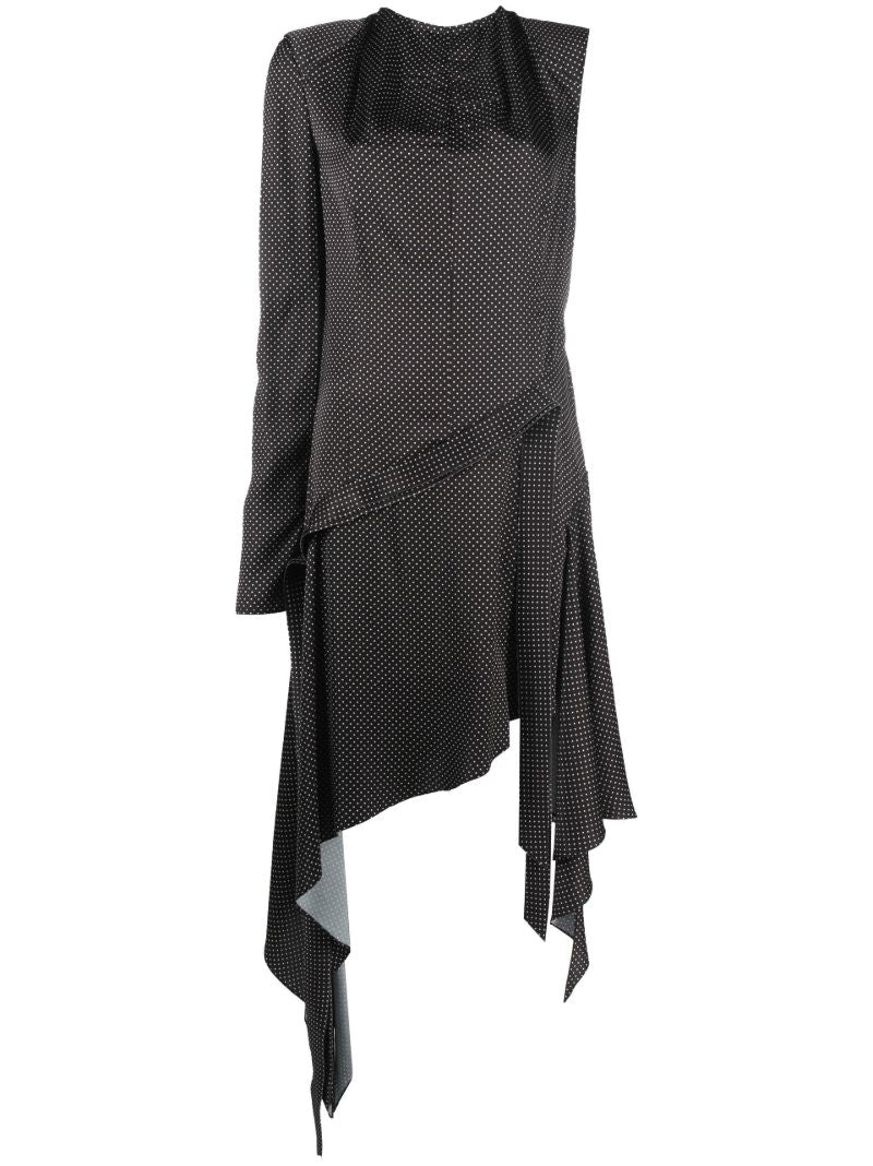Black Lasso One-shoulder Polka Dot Dress