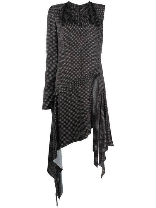Black Lasso One-shoulder Polka Dot Dress