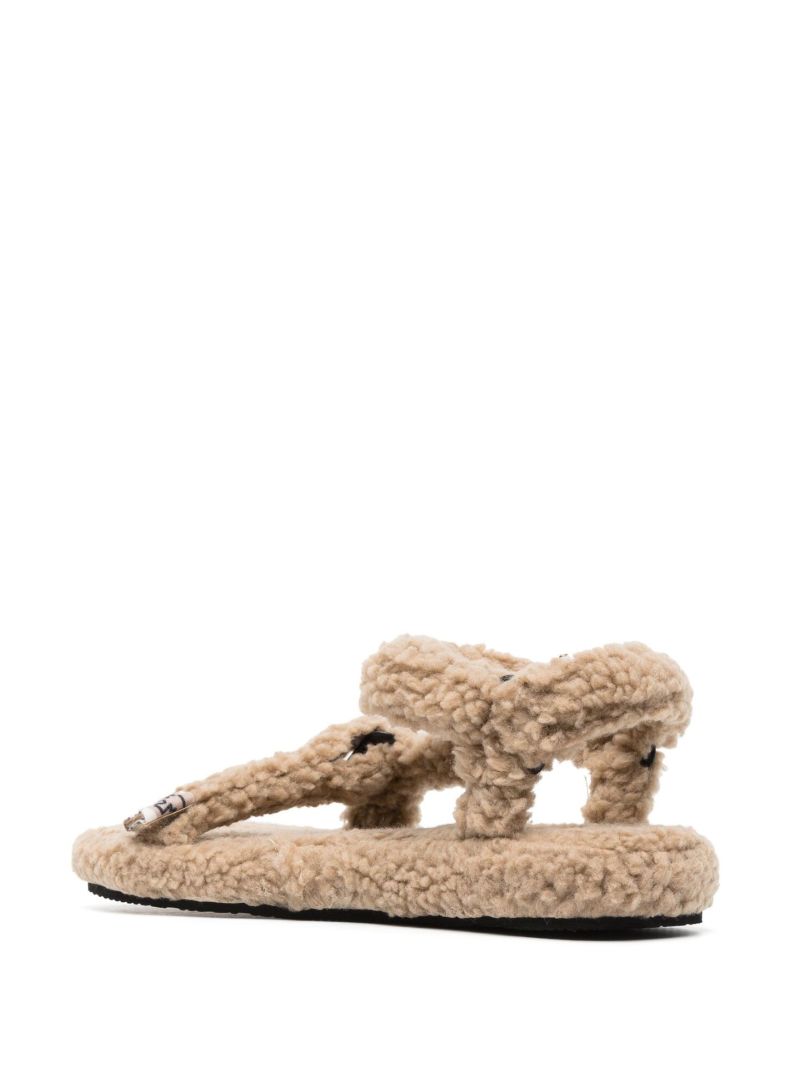Neutral Trekky Faux Shearling Sandals