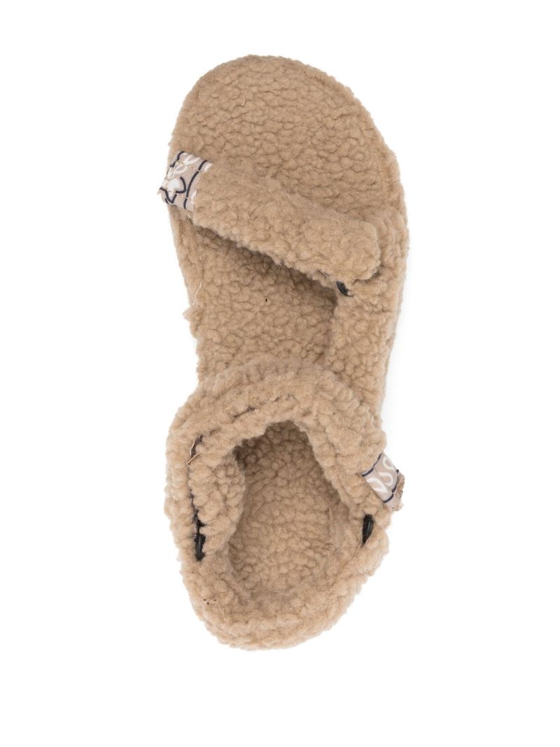 Neutral Trekky Faux Shearling Sandals