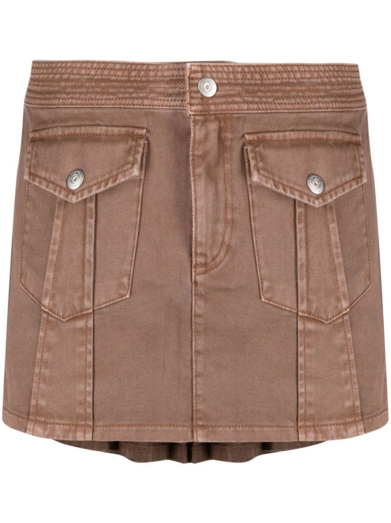 Brown Honda Pleated Mini Skirt