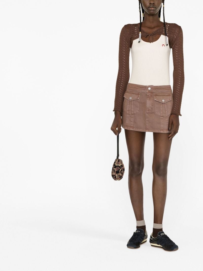 Brown Honda Pleated Mini Skirt